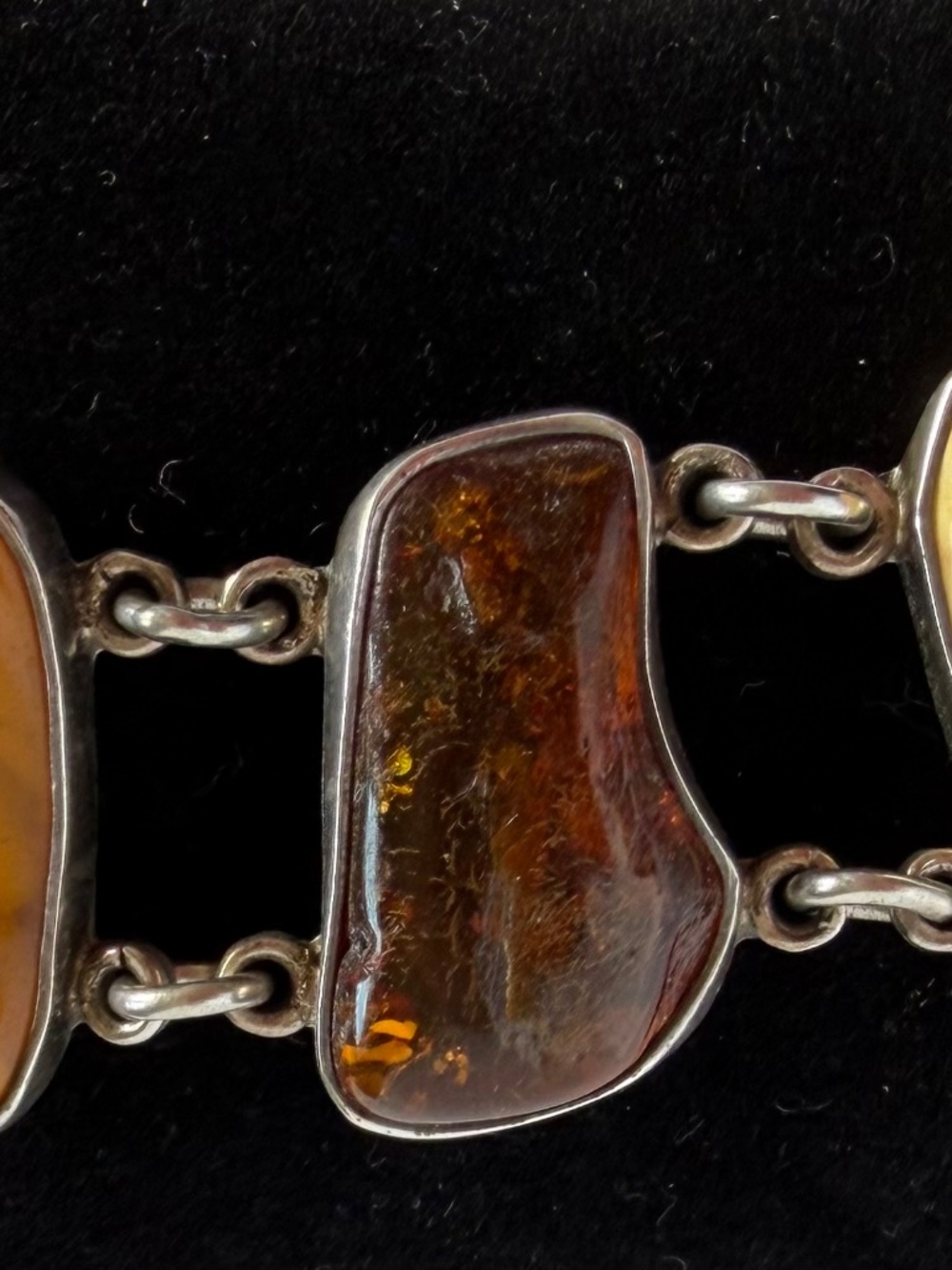 Amber Bracelet Set in Sterling Silver Cabochon Settings - Picture 8 of 12